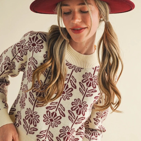 NWT Floral Pattern Knit Sweater - Picture 8 of 9